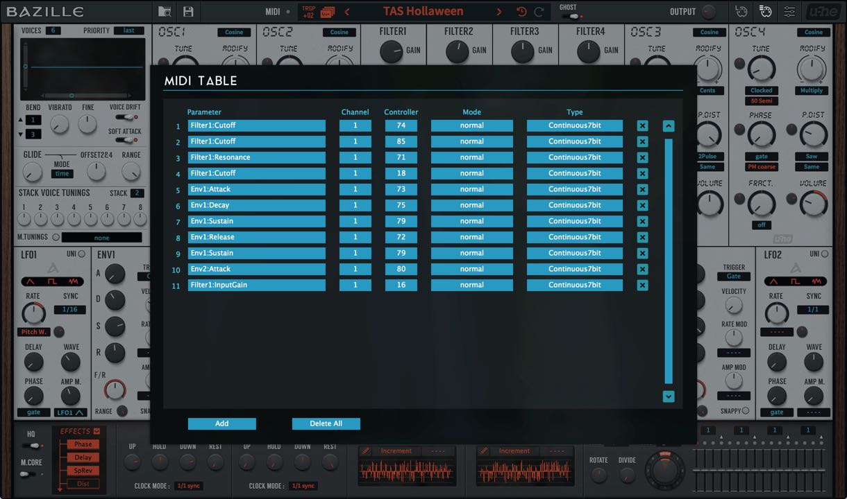 MIDI Table